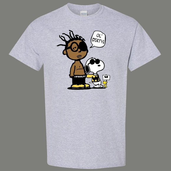 ODB OL DIRTY And Peanuts Cartoon Artwork Mashup Parody Shirt - Picture 3 of 3